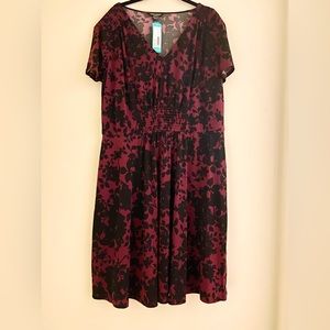 Red & Black Floral Nikola Knit Dress by MAGGY LONDON